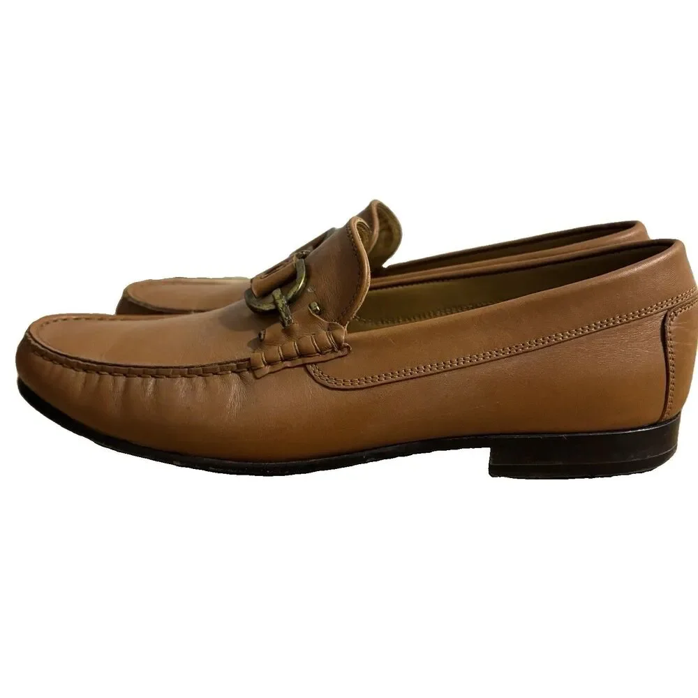 Donald J Pliner Dacio Loafer Men’s Sz 9.5 Brown Leather Moc Toe Bit Shoes